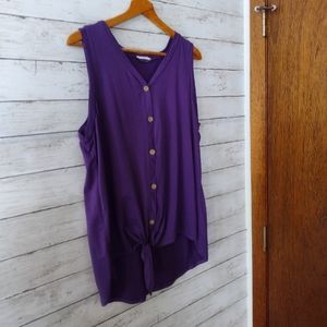 Reborn J Large Purple tie front/button front tank top